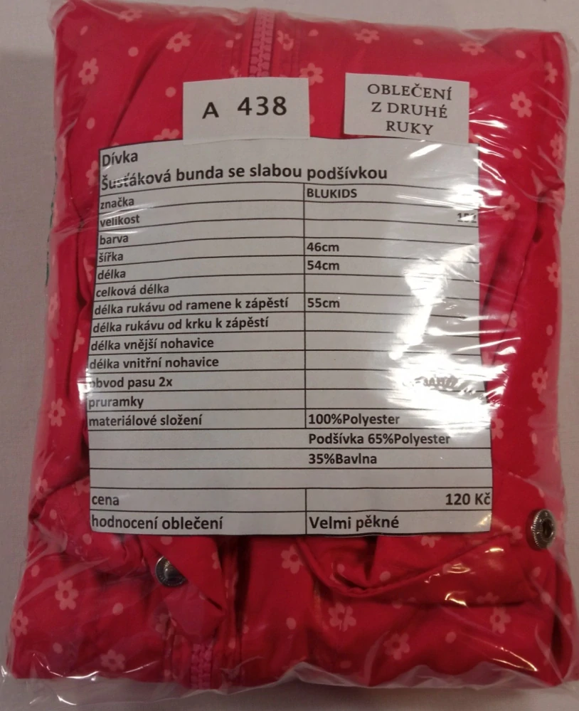 šusťáková bunda se slabou podšívkou